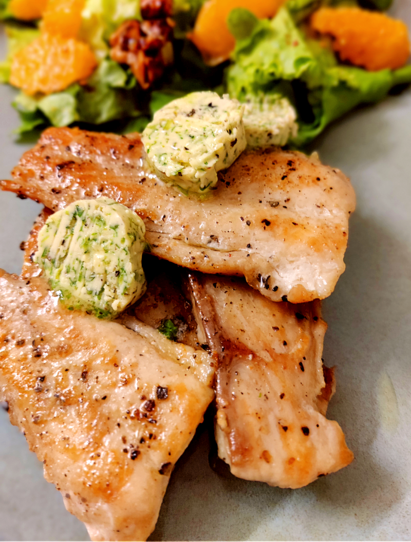 Grilled Fish with Coriander Lemon Butter