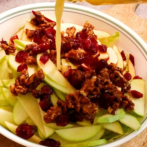 Apple Salad with Candies Walnuts and Cranberries